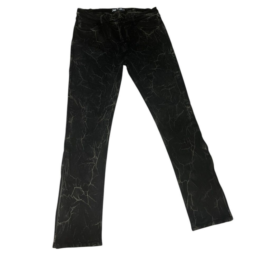PRPS Men’s Black Marble Coated Jeans Size 36 | Textured Crinkle Finish Denim